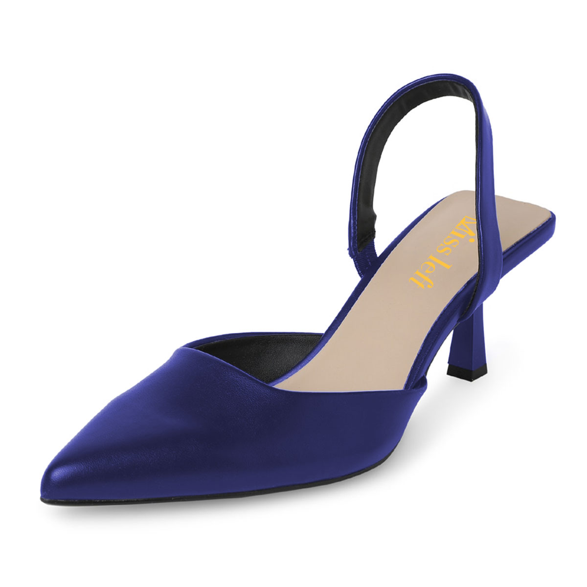 Blue Slip-On Pointed Toe Stiletto Heel Pumps Shoes with Slingback Nicepairs
