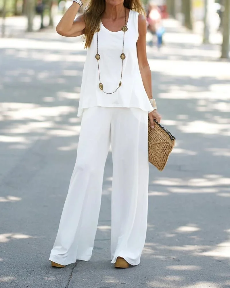 Summer Pure Color Comfortable Sleeveless Suit
