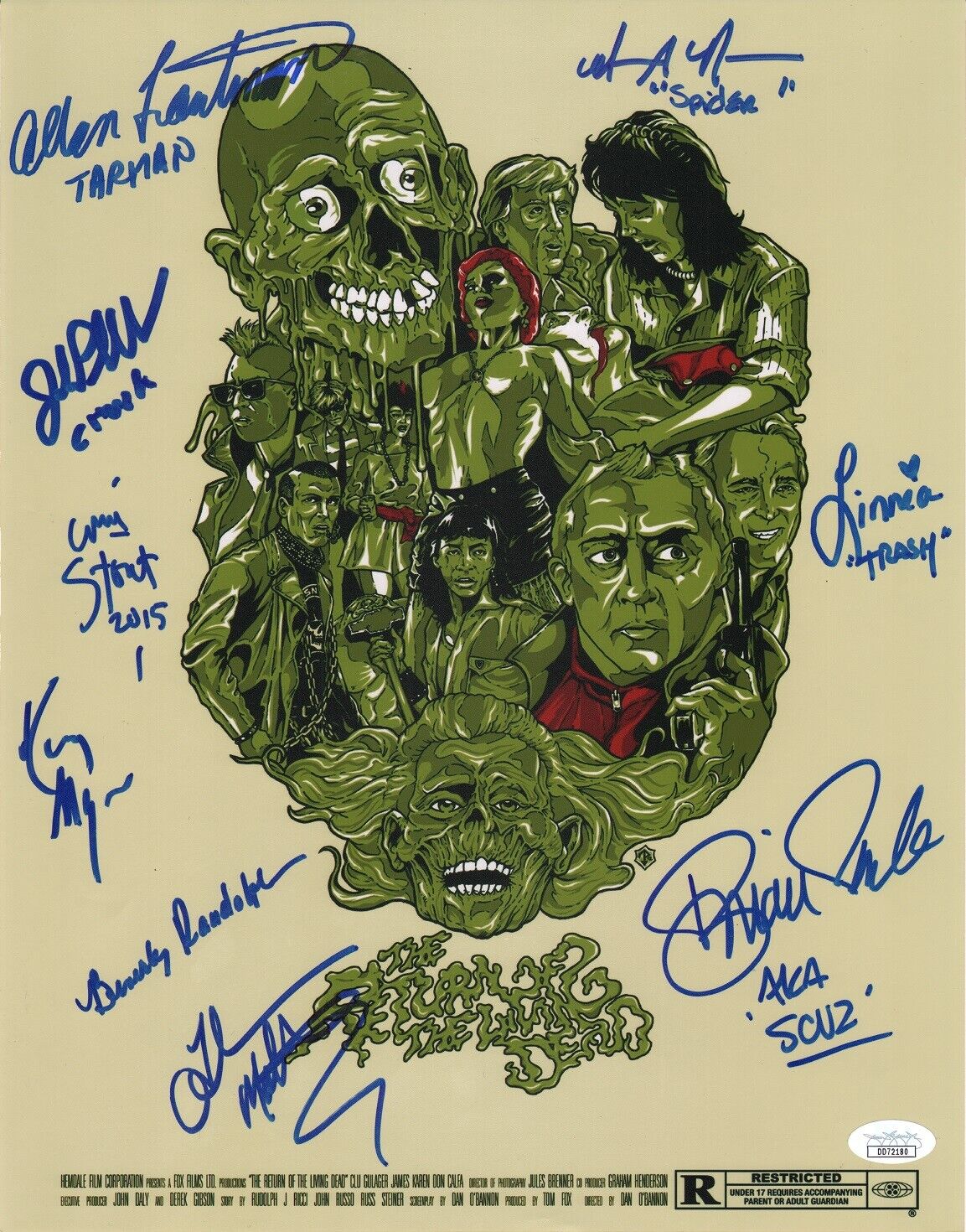 RETURN OF THE LIVING DEAD Cast (x9) Authentic Hand-Signed 11x14 Photo Poster painting (JSA COA)