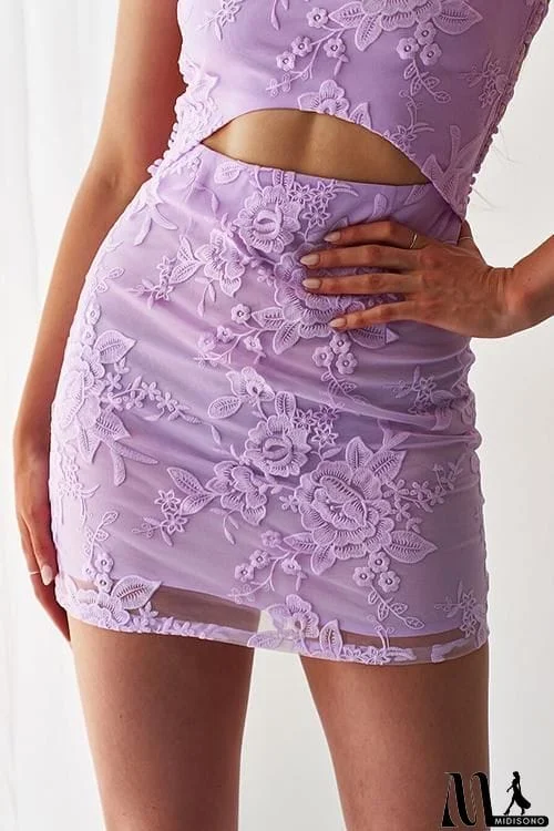 MidiSono - Cut Out Lace Backless Mini Dress