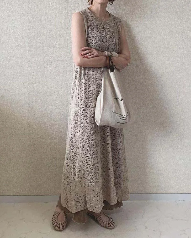 Knitted cutout sleeveless dress