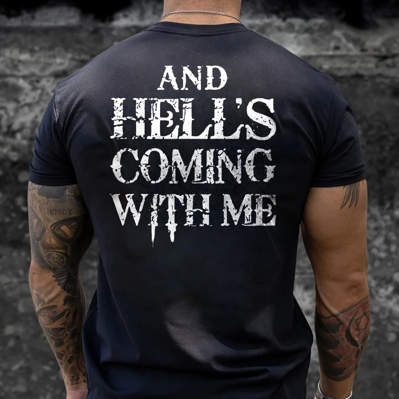 Livereid And Hell's Coming With Me Printed T-shirt - Livereid