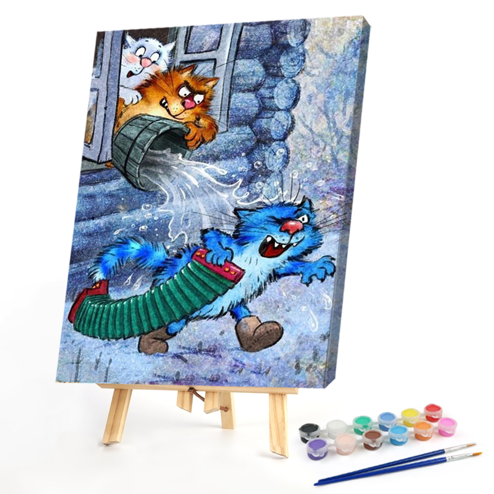 

40*50CM - Paint By Numbers - Blue Cat, 501 Original