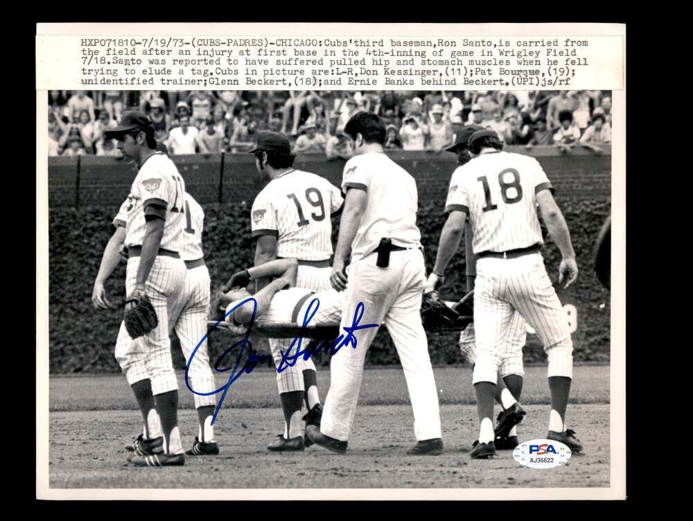 Ron Santo PSA DNA Coa Signed 8x10 1973 Wire Photo Poster painting Autograph