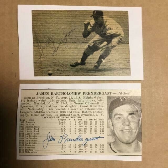 Jim Finigan 1954-59 d,1981 Signed Photo Poster painting/Mounted Index Card JSA Precert**