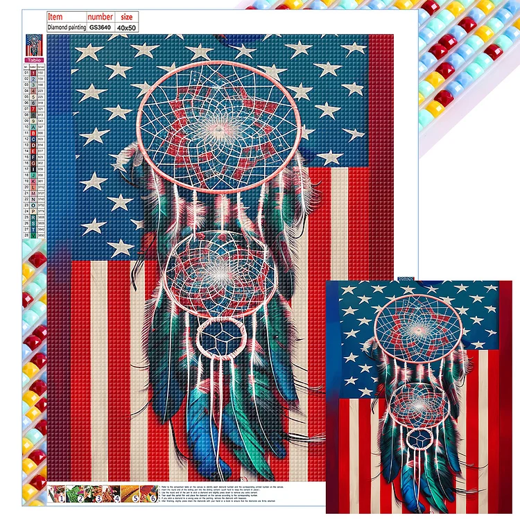 Full Square Diamond Painting - American Flag Dream Catcher 40*50CM