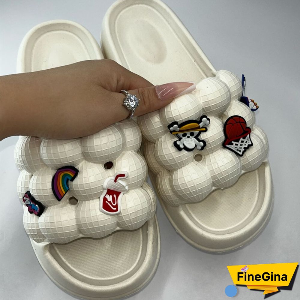 Cream White Daily Living Patchwork Round Comfortable Shoes