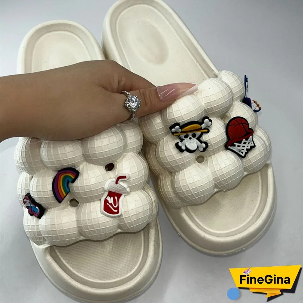 Cream White Daily Living Patchwork Round Comfortable Shoes