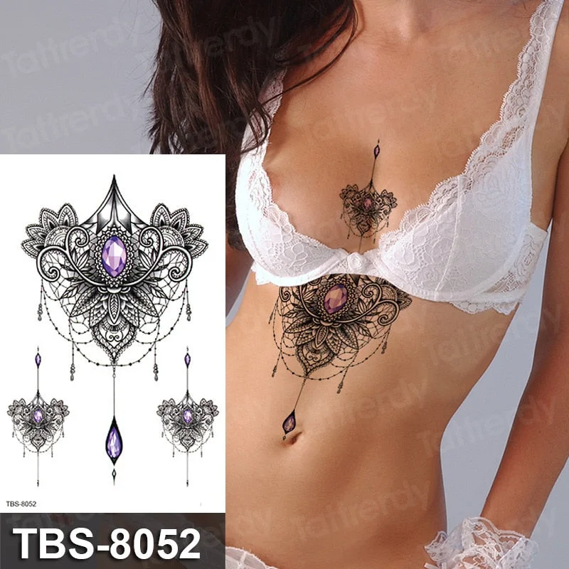 black henna tattoo sticker flower lace mandala temporary tattoo stickers body art sexy arabic indian tattoo decal stretch lotus