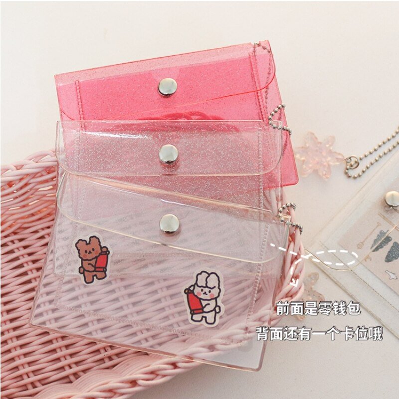 Fashion Transparent Waterproof Pvc Women Card Case Business Card Holder Men Credit Card Bag Id Card Mini Wallet Girls Coin Purse US Mall Lifes