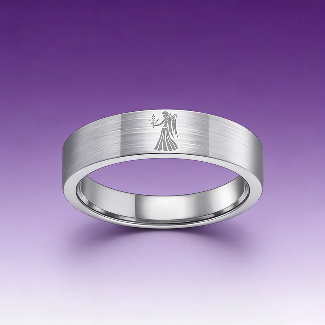 Sliver Tungsten Carbide Rings Flat Virgo Wedding Bands Flat Top Comfort Fit 4MM 6MM 8MM Width