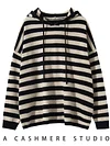 High Quality Women Cashmere Sweater For Autumn Winter 100% Cashmere Knitwear Soft Loose Hoodies Striped Pullover Female Cloth