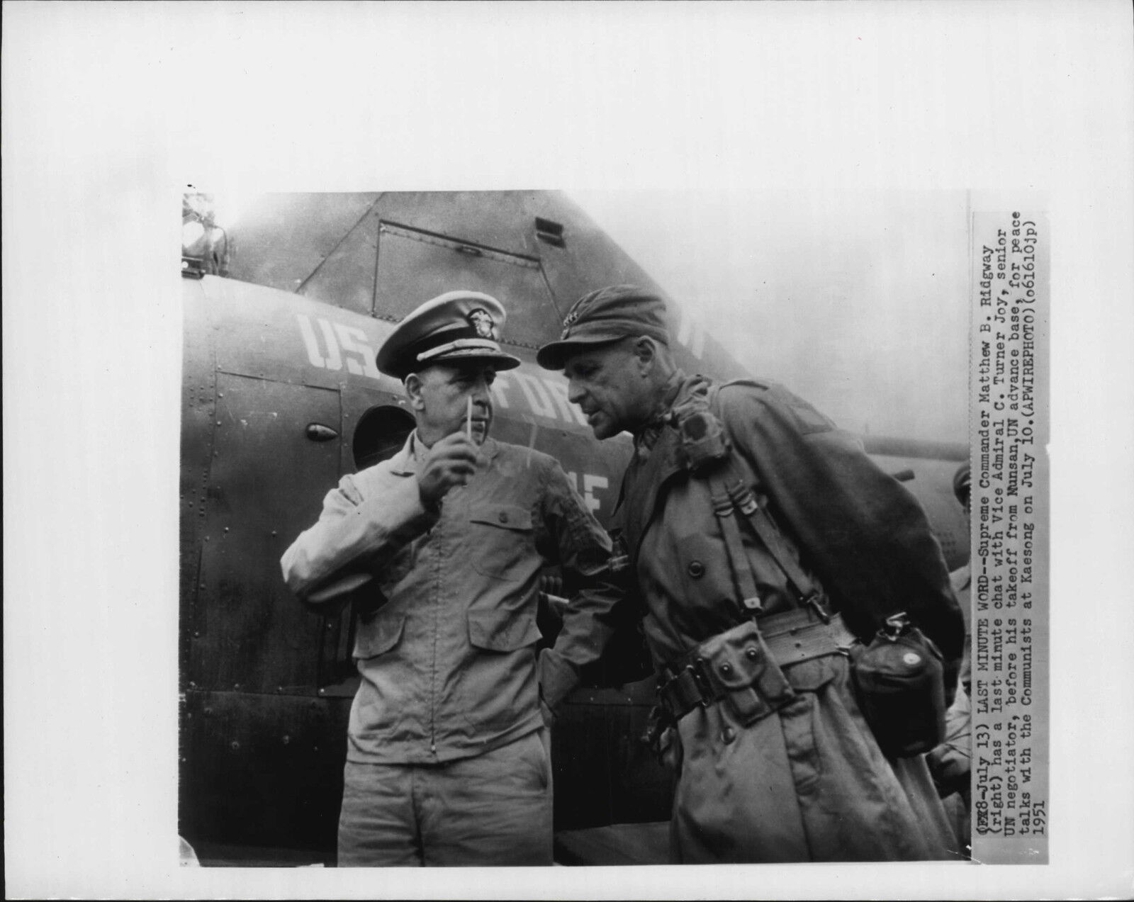 Supreme Commander Matthew Ridgeway At Peace Talks 1951 Korea War Press Photo Poster painting