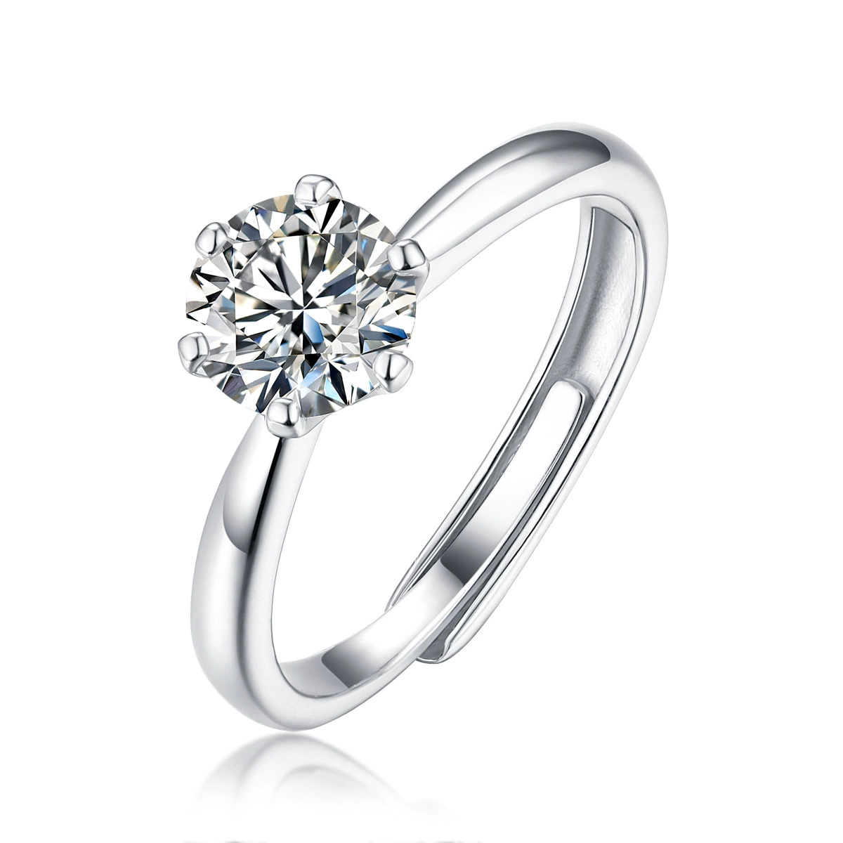 New Fashion S925 Silver Ring 1ct Moissanite Ring for Women