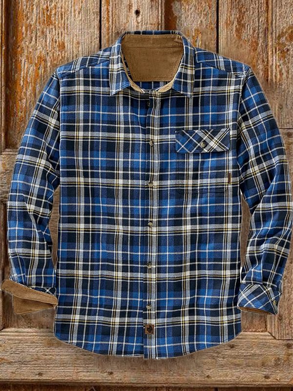 Men's Plaid Casual Versatile Long Sleeve Shirt