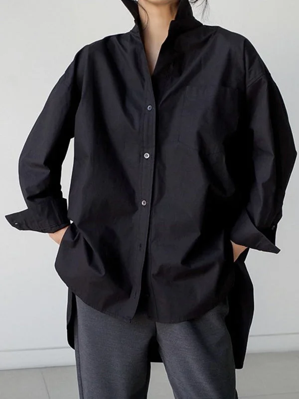 Loose Back-Designed Cropped Simple Shirt