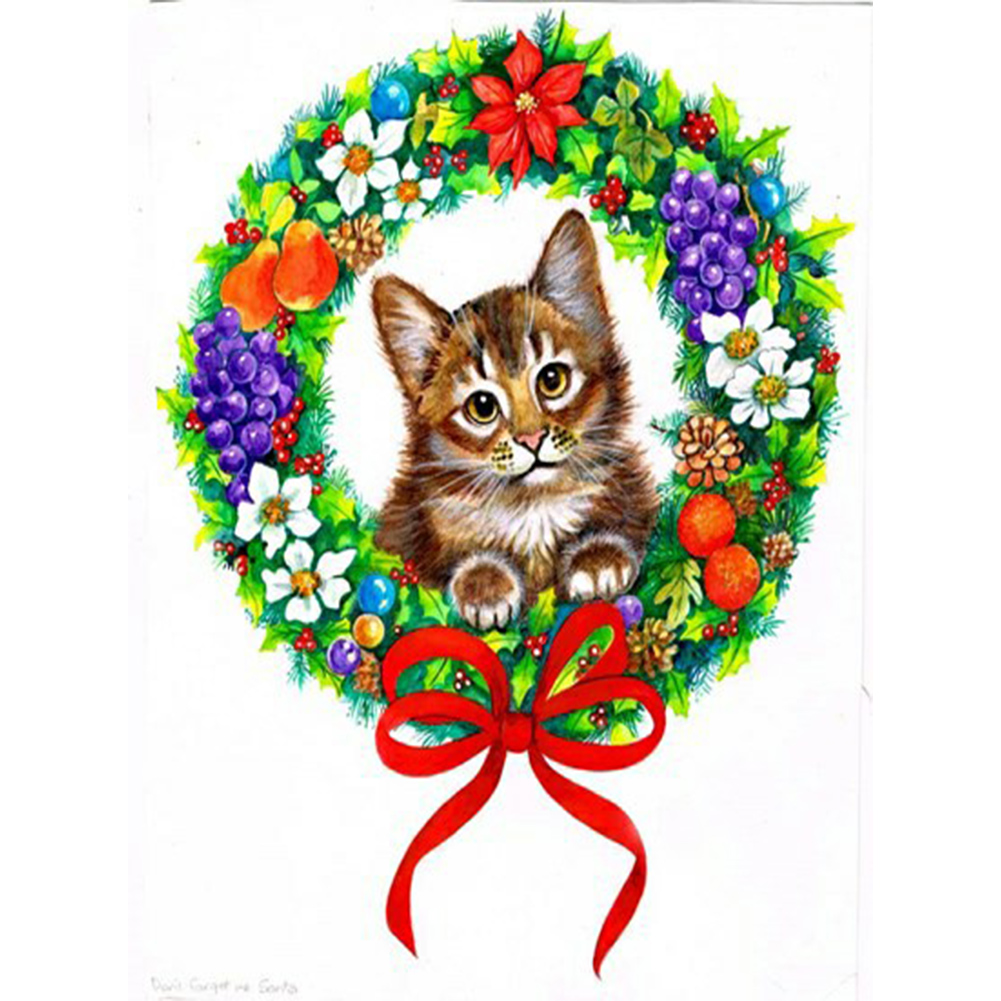 

Wreath Cat - Round Drill Diamond Painting - 40*50CM, 501 Original