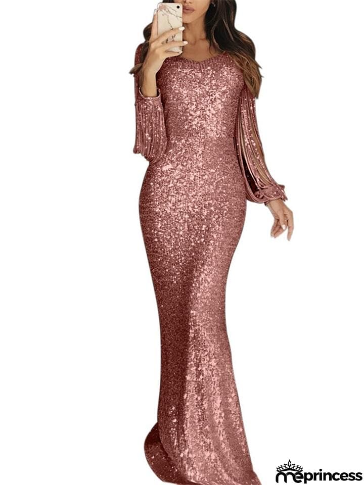 Gorgeous Sequined Mermaid Dress for Evening