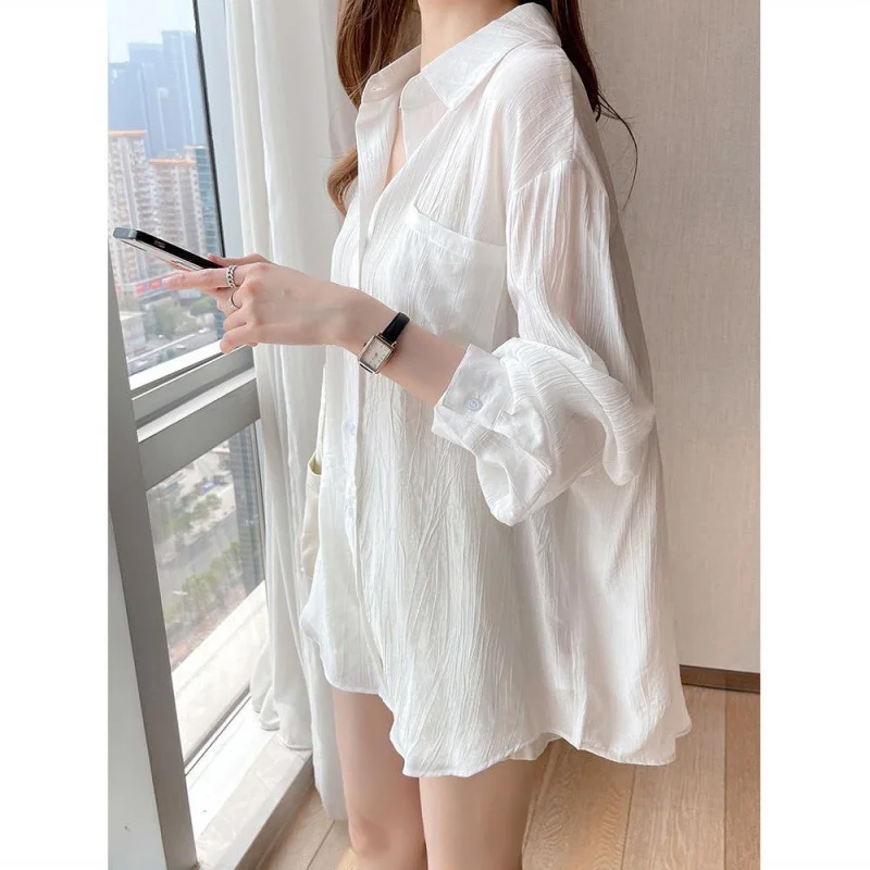 Uveng Uveng Silk White Sunscreen Shirt Women Long Sleeve 2024 Summer New Super Fairy Air Conditioning Clothes Cardigan Thin Coat