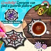 8pcs/set DIY Diamond Art Halloween Art Diamonds Coaster with Holder Kits (Cobweb)
