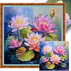(US Only)Lotus Printed Cross Stitch Kit 45x45cm DIY 14CT Thread Art Needlework Home Decor