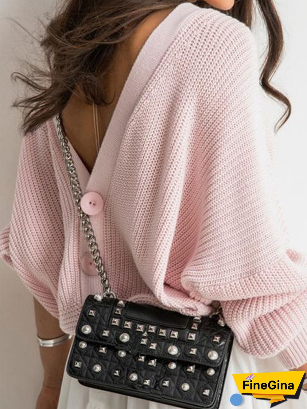 Back Button Pullover Knit Sweater