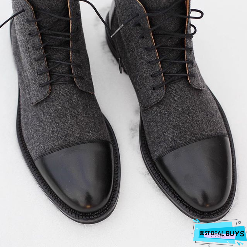 Hot Sale Handmade Color Stitching Suede Ankle Boots