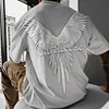 Cotton Paradise Wings Embroidered T-Shirt for Men - Oversized Streetwear Graphic Tee with 3D Angel Wing Design by Inlyline