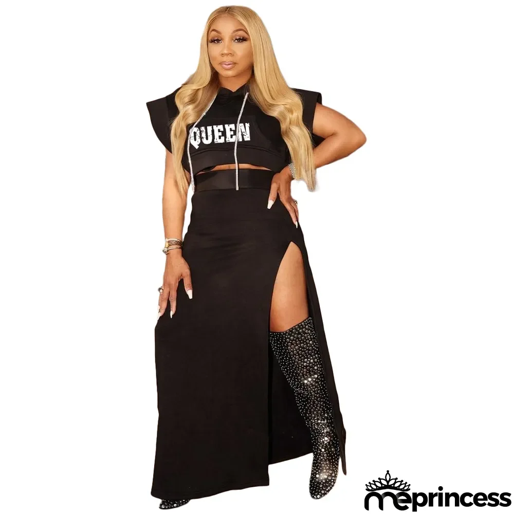 Women's Hooded Printed Dress Sweater Nightclub Casual two piece Fashion Pants Set