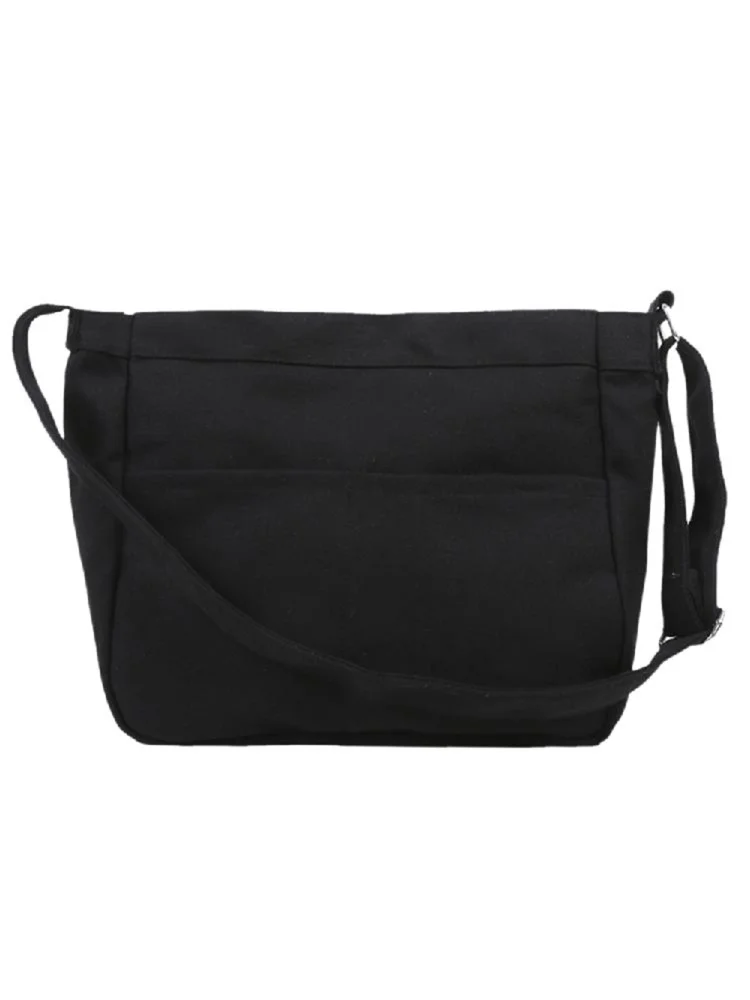 Casual Canvas Messenger Bags Women Large Capacity Shoulder Handbag (Black)