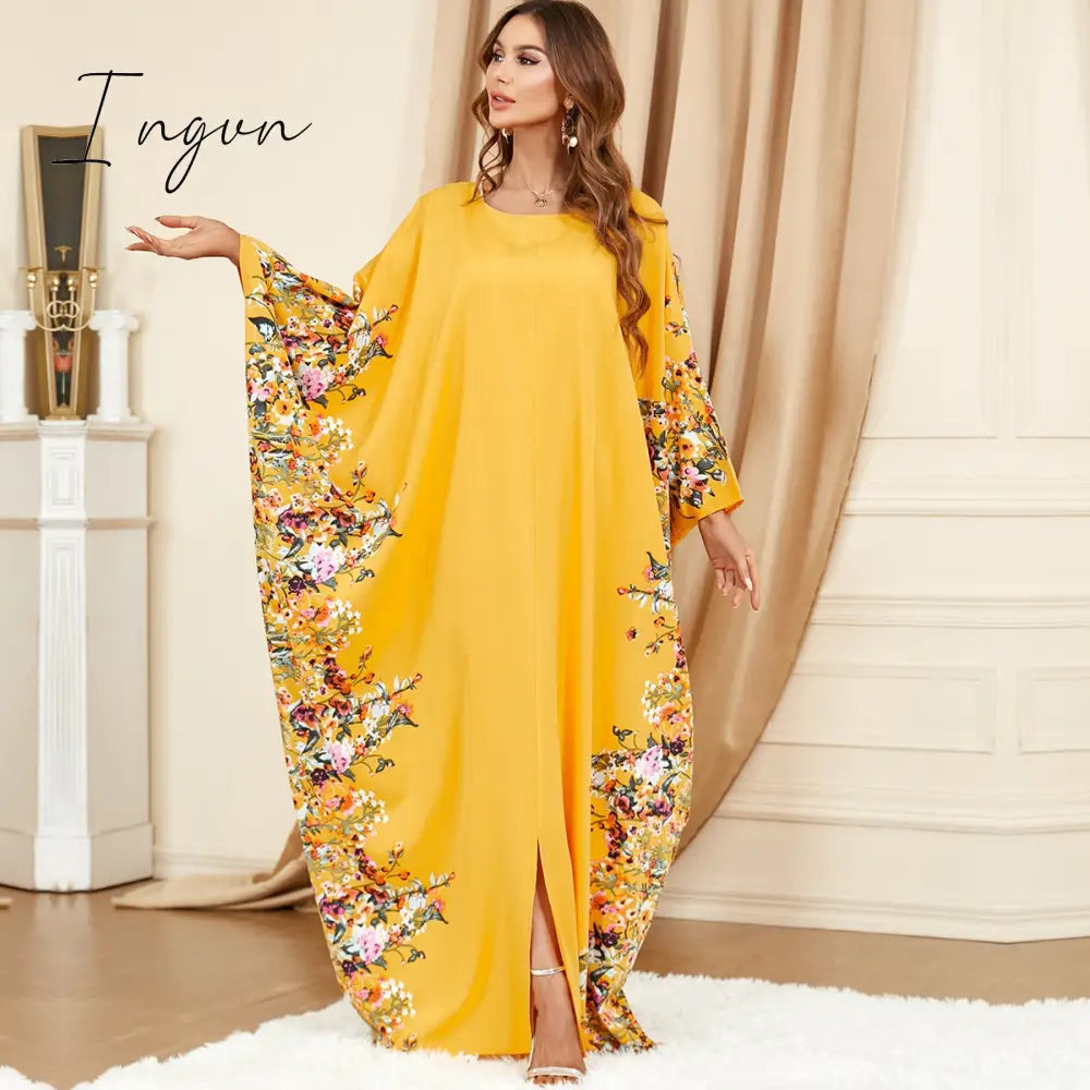 Ingvn - African Printing Dress Summer Women Long Sleeve O - Neck Plus Size Dresses For Robes Multi