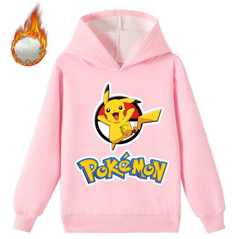Mayoulove Pikachu Fleece Hoodie - Perfect for Young Pokemon Fans! Cozy and Warm, Ideal for Outdoor Activities. Ideal for Kids Aged 2-10.-Mayoulove