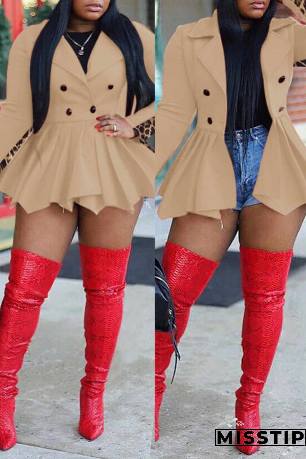 White Fashion Casual Print Patchwork Turndown Collar Long Sleeve Dresses