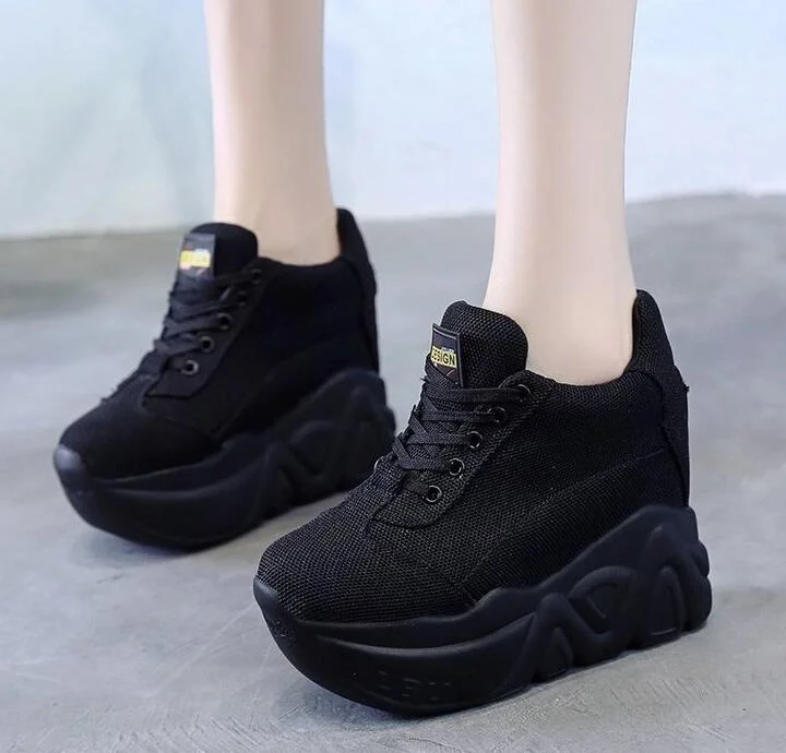 2020 White Trendy Shoes Women High Top Sneakers Women Platform Ankle Boots Basket Femme Chaussures Femmes Height Increase Shoes