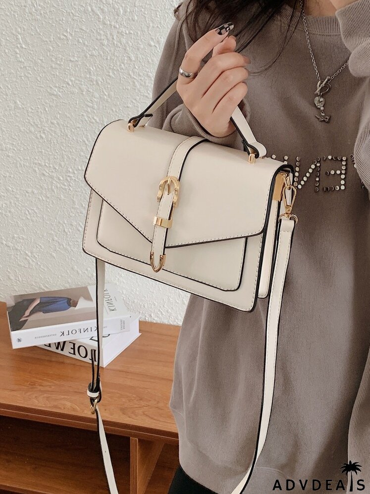 Buckle Detail Flap Square Bag