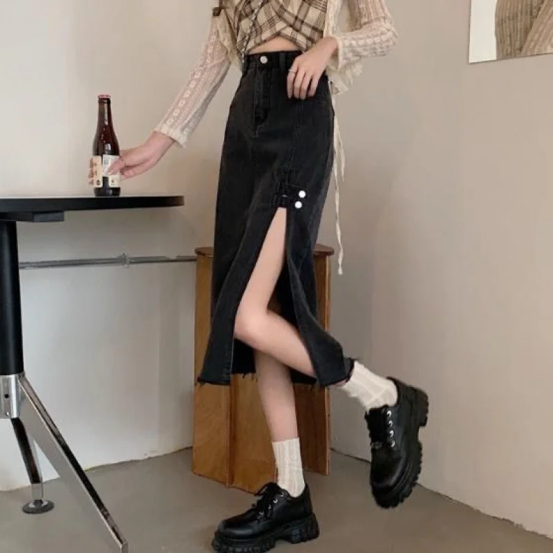 Colourp Colourp Skirt Female 2024 Autumn High Waist A Word Show Thin Medium Long Wrap Buttock Skirt Large Size Fat Mm Slit Skirt