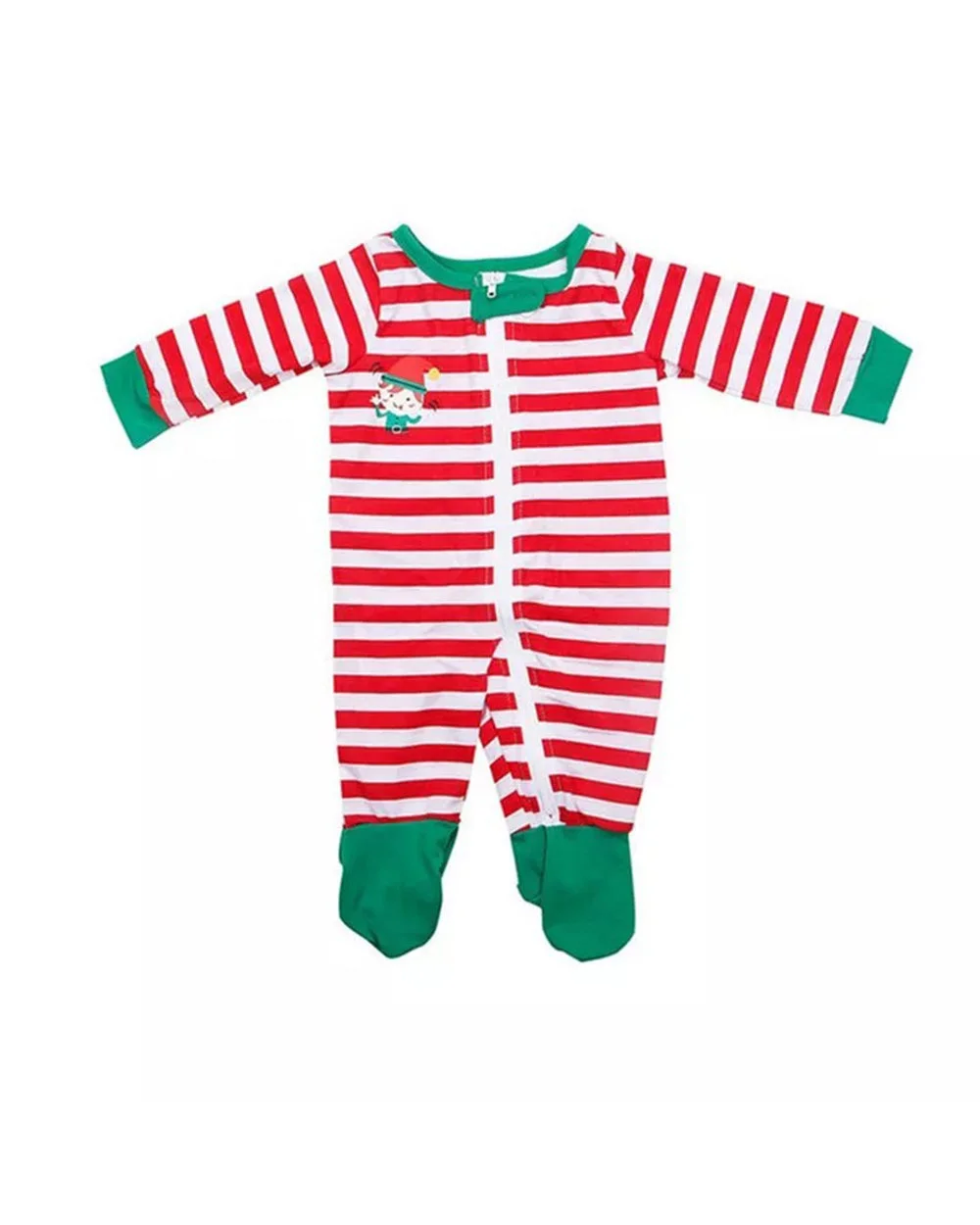 Green Santa Red Striped Christmas Pajamas