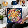 DIY Pearl Painting Lion for Home Decor with Frame(25x25cm)