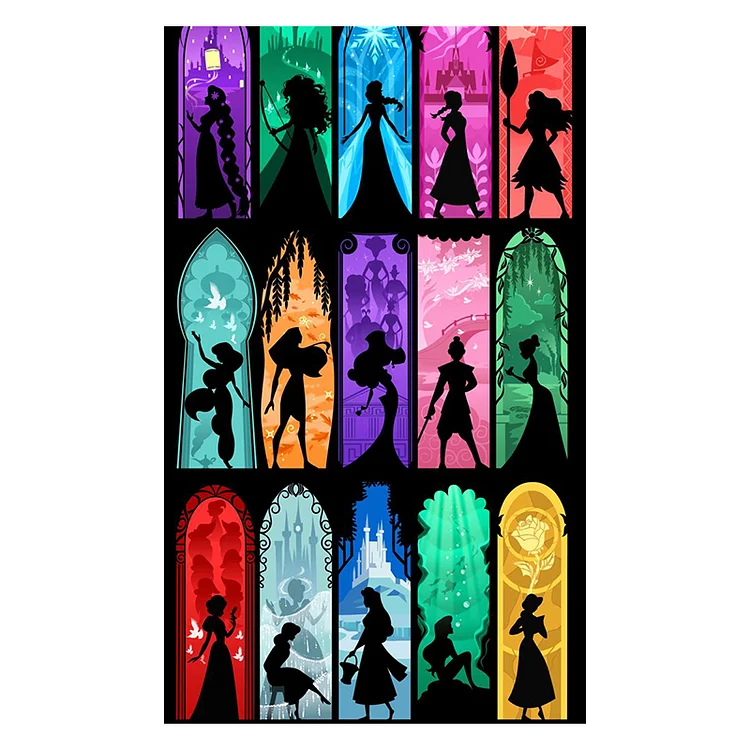 『HuaCan』Silhouette - Disney Princesses - 18CT Stamped Cross Stitch(25*40cm)