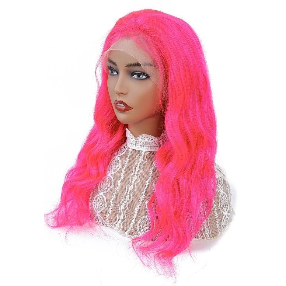 Peruvian Pink Lace Front Human Hair Wigs-elleschic