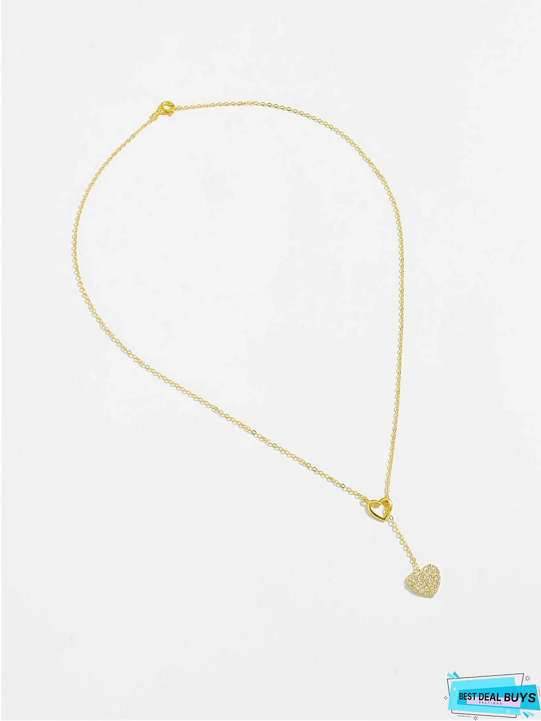 925 Sterling Silver Inlaid Zircon Heart Necklace