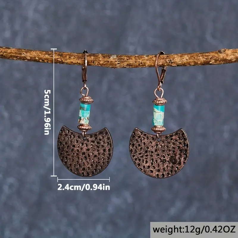 1pair vintage bohemian creative round notch pendant earrings for men 1