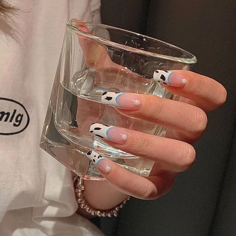 24pcs/Set False Nails with Glue Extra Long Laser Butterfly Coffin Fake Nails Fingernail DIY Ballerina Nail Decoration Art Tips-Nail Inspo