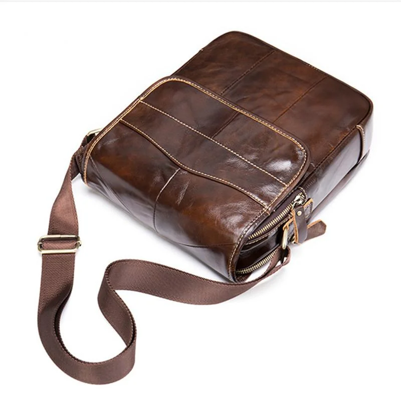 Mens Vintage Classic Large Capacity Casual Leather Shoulder Packs Crossbody Bags