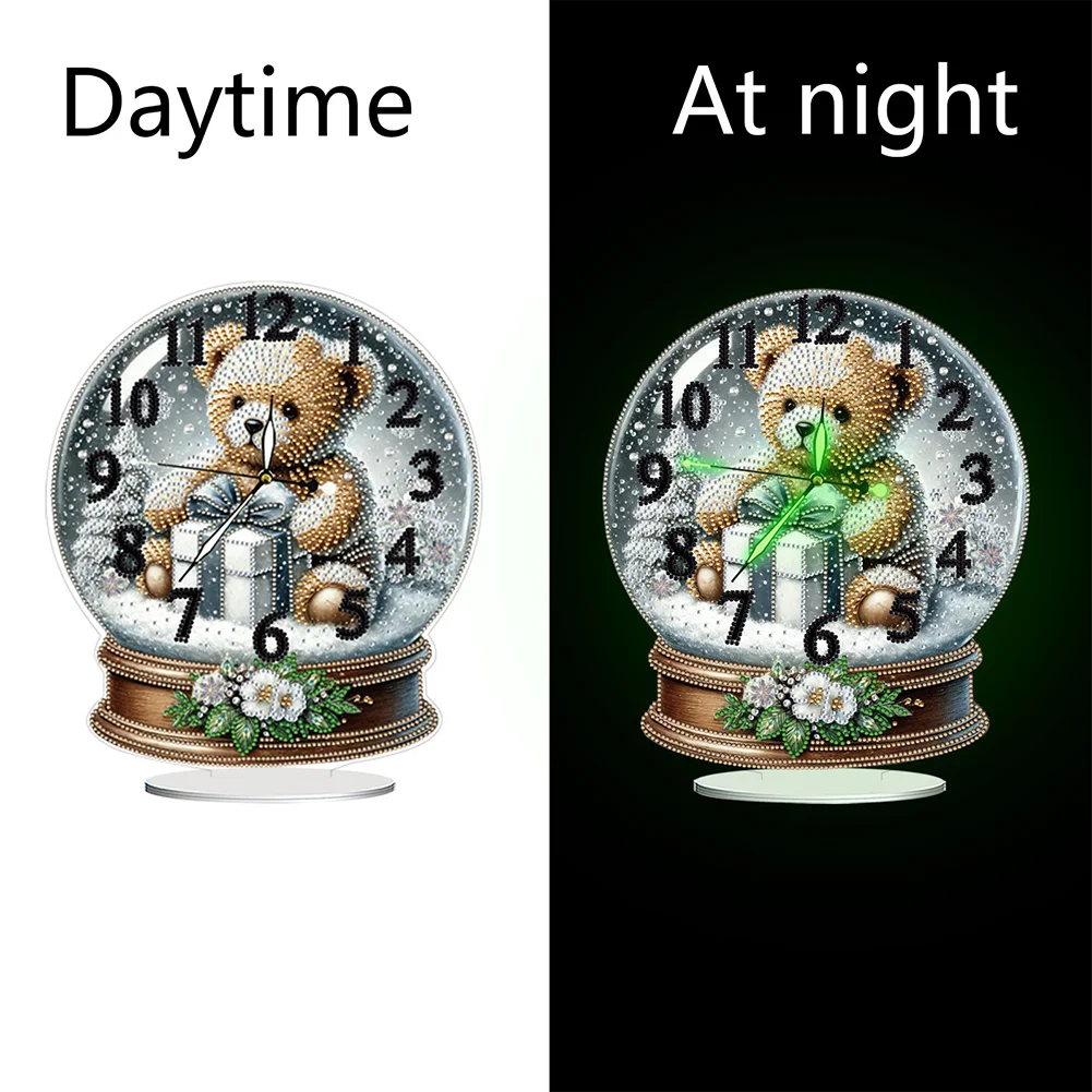 Christmas Crystal Ball Design 2D Flat Acrylic DIY Diamond Painting Clock Kit