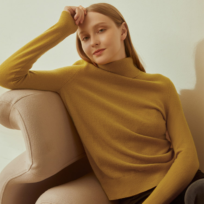 Turtleneck Warm Cashmere Sweater REAL SILK LIFE