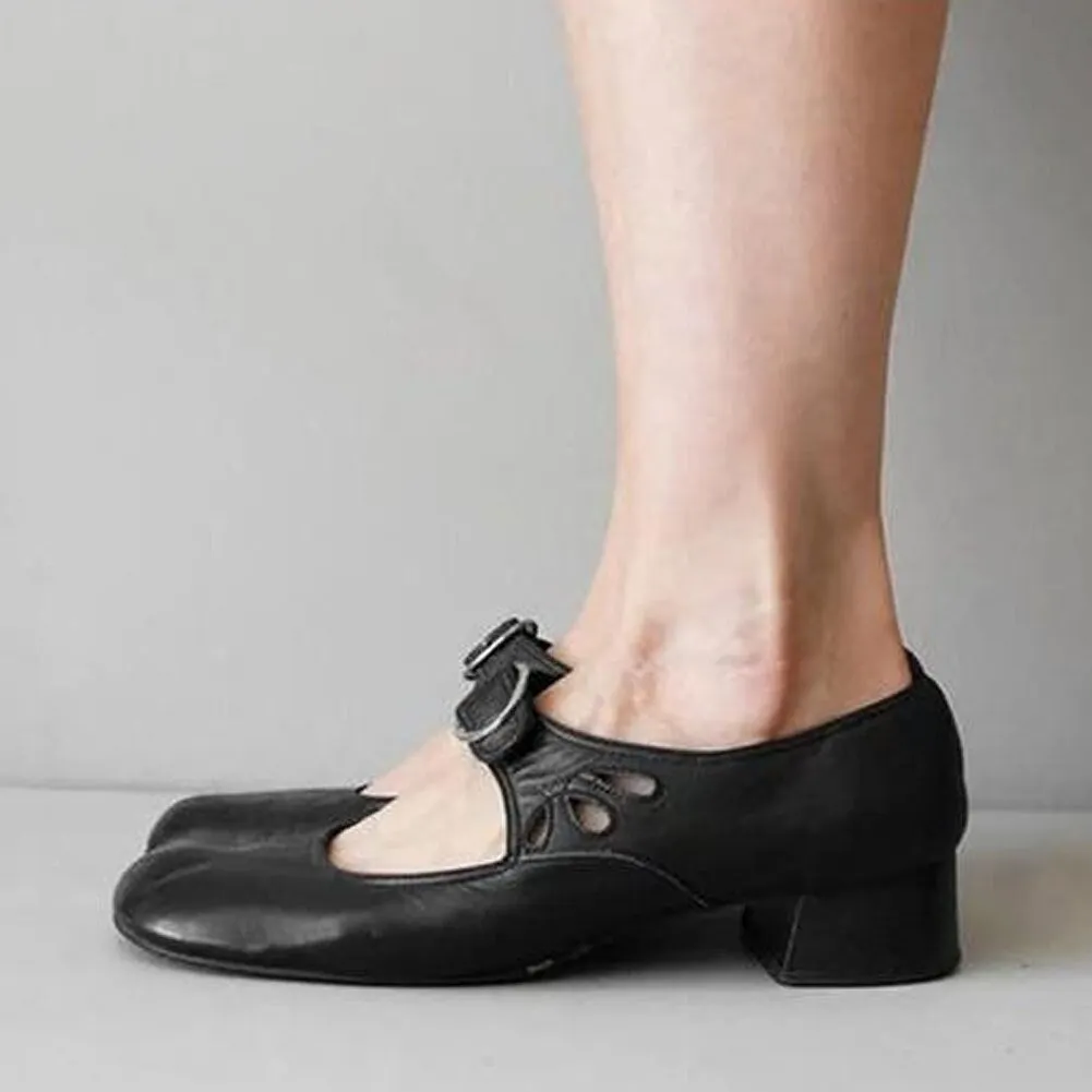 BONJOMARISA New INS Retro Casual T-strap Flats Daily Elegant Solid Leisure Flats Women 2020 Casual Low Heels Shoes Woman