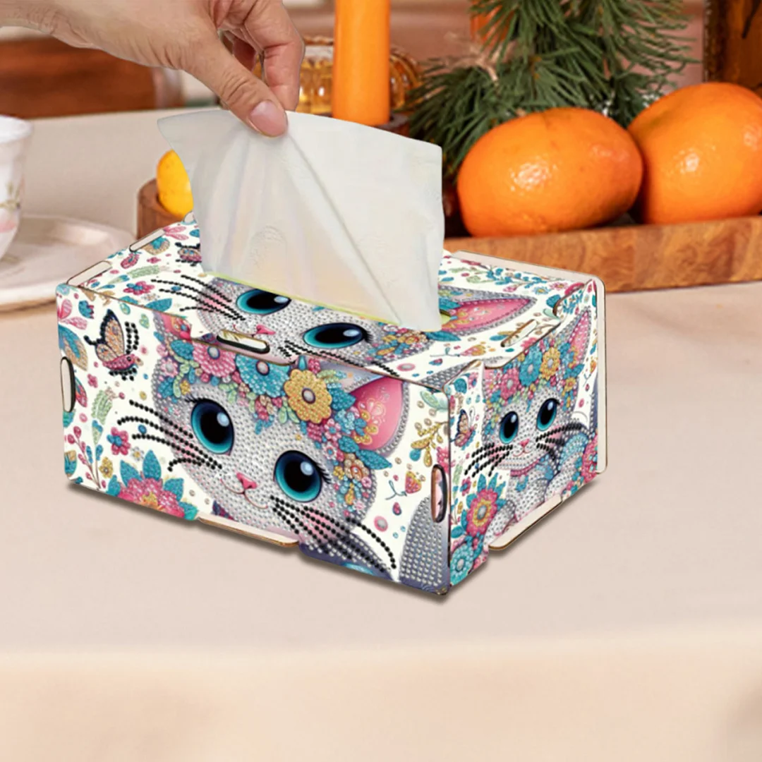 Wooden Diamond Painting Tissue Box for Home and Office Decoration(CZH001)