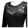 Medium-long Sleeve Chiffon Dress Round Neck Stitching Lace Dress Evening Dress Black Dresses