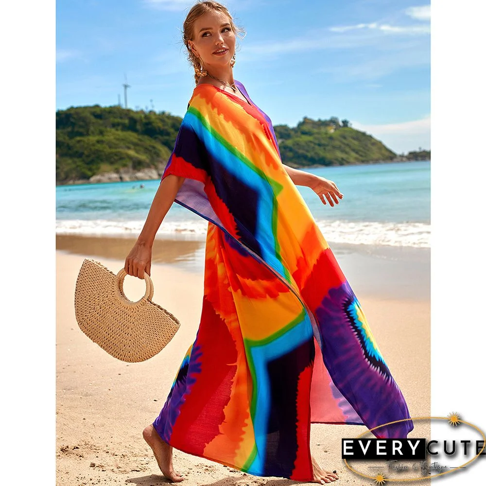 Yellow Graffiti Loose Beach Kimono Dress